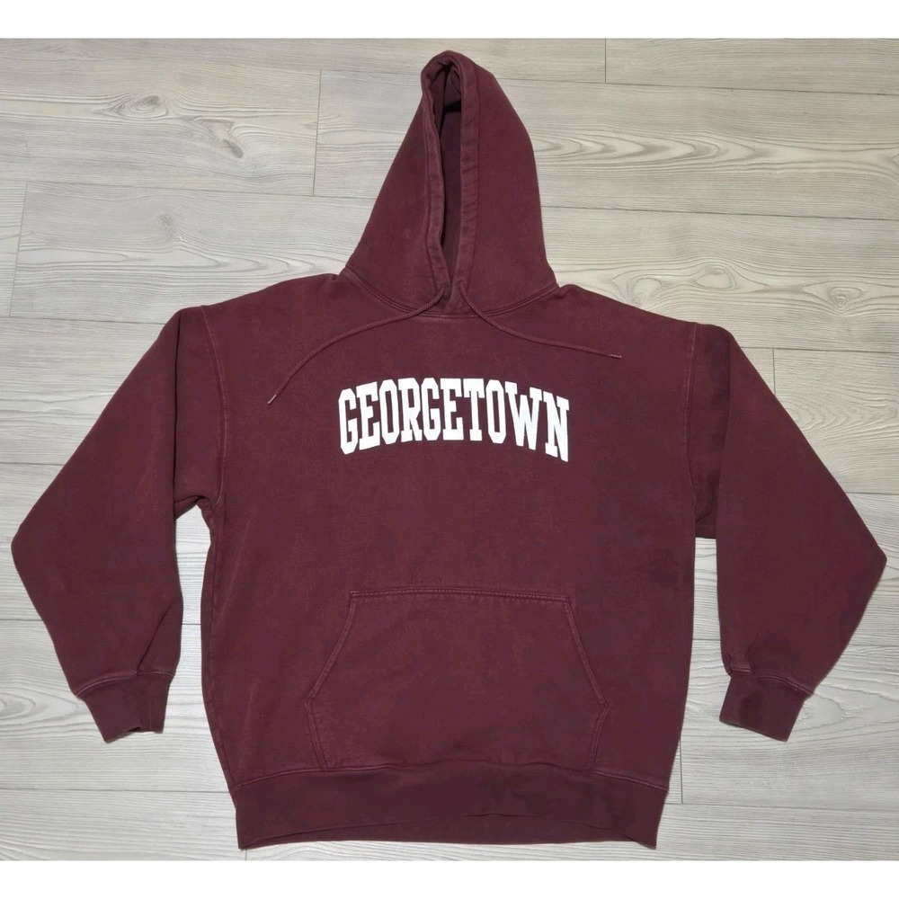John Gault Shanghai Georgetown Hoodie Mens Large Rare Maroon Red Pullover